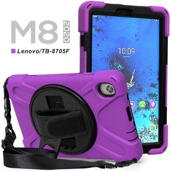 Lenovo Tab M8 360 Drejelig Silikone Etui - Lilla Purple