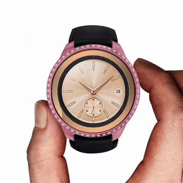 Samsung Galaxy Watch (42mm) dekorram med strassstenar - Rosa Rosa