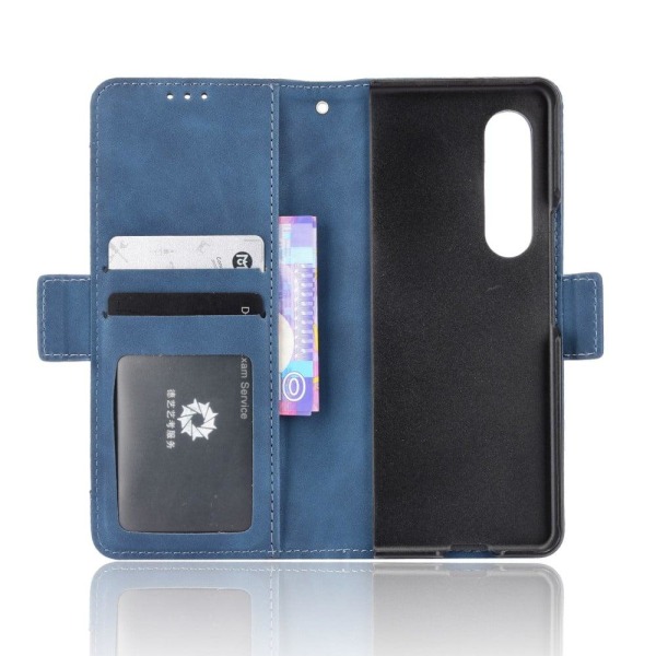 Modern-styled Leather Wallet Suojakotelo For Samsung Galaxy Z Fold3 5G - Sininen Blue