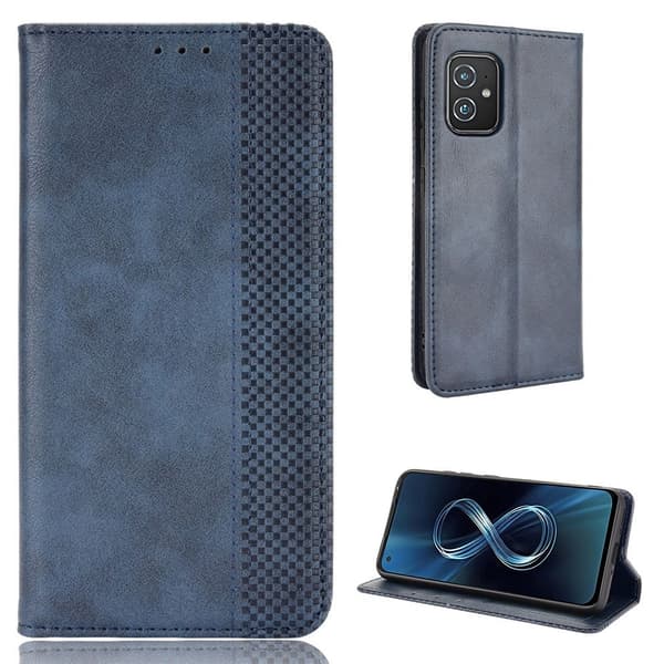 Bofink Vintage Asus Zenfone 8 Lær Etui - Blå Blue