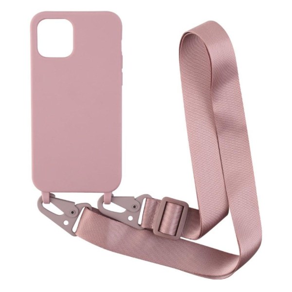 Tyndt TPU etui med mat finish og justerbar rem til Dark Green - Deep Pink Pink