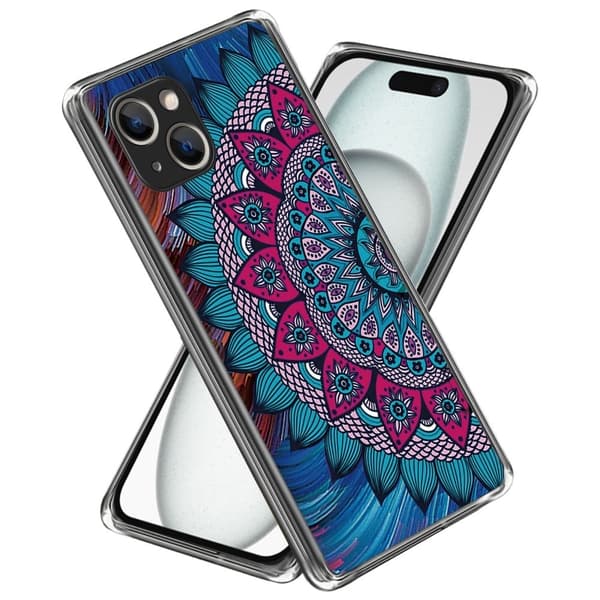 Deco iPhone 15 skal - Mandala Blomma Blå