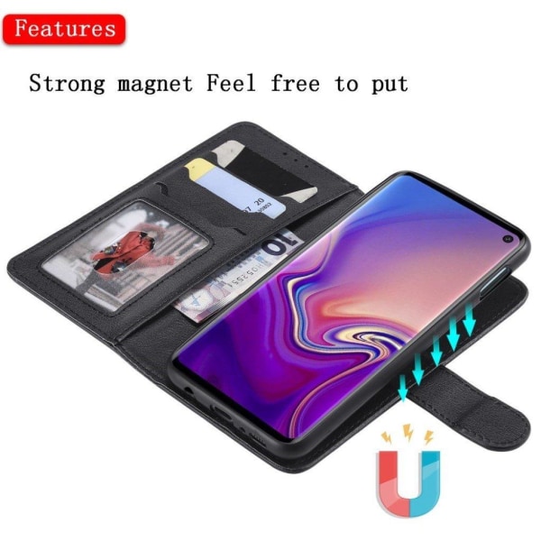 Samsung Galaxy S10e  plånboksfodral i läder med löstagbar rem - svart Svart