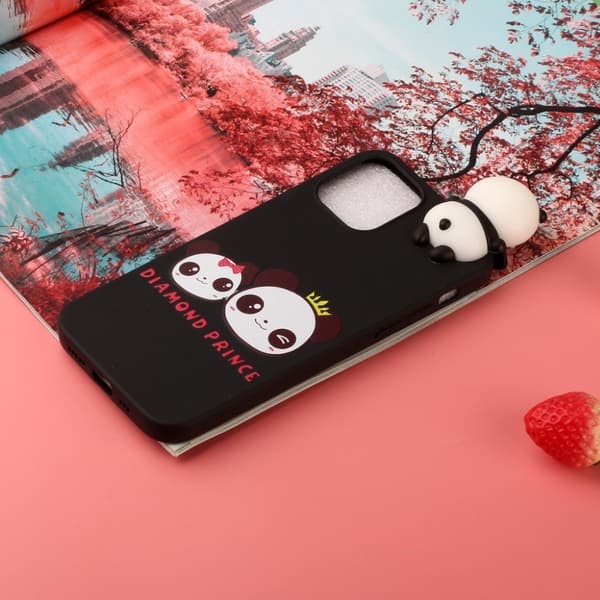 Cute 3d iPhone 12 Pro Max Etui - Couple Panda White