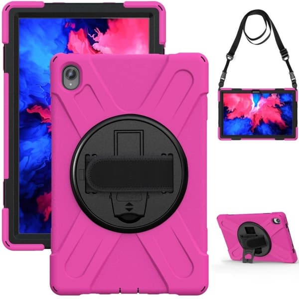 Lenovo Tab P11 360 vridbart stöd med rem + silikonfodral - Ros Rosa