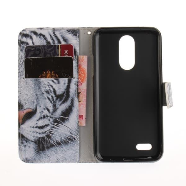 LG K4 2017 Mønstret PU Lær Flip Etui - Tiger Mønster White