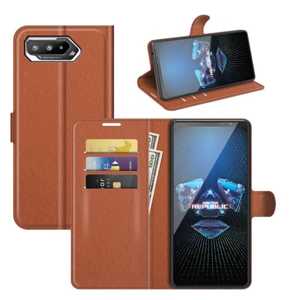 Classic Asus Rog Phone 5 Flip Etui - Brun Brown