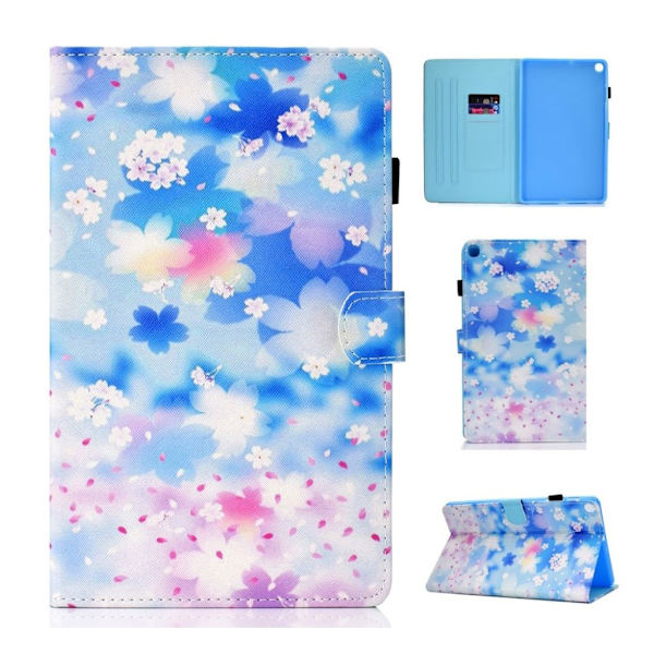 Samsung Galaxy Tab S5e mønstret lædercover - smukke blomster Multicolor