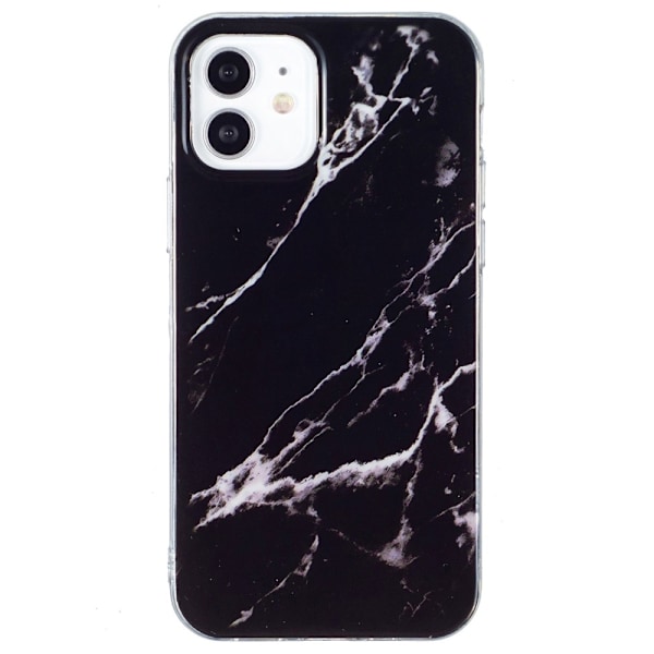 Marmormotiv iPhone 12 Mini skal - Svart Svart