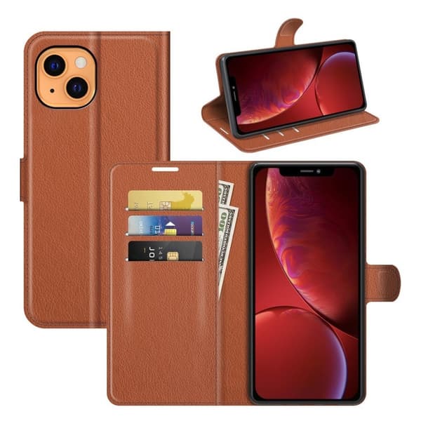 Klassisk iPhone 13 flip etui - Brun Brown