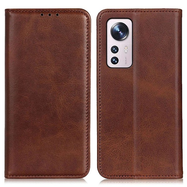 Xiaomi 12 Lite flip etui i ægte læder med pung – Brun Brown