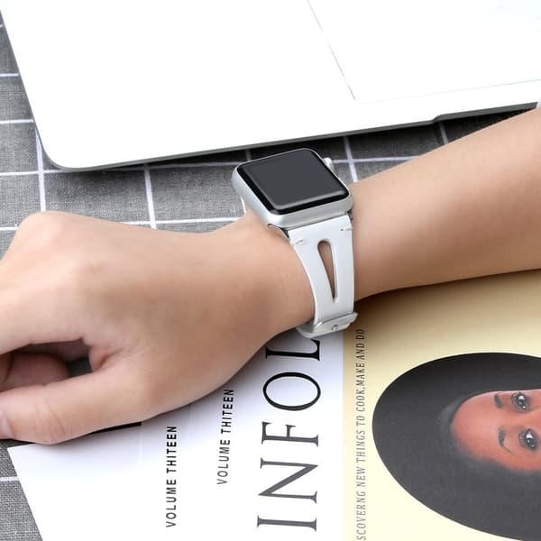 Apple Watch (41mm) Top Layer Okseskinn Ekte Lær Klokkereimer - Hvit White