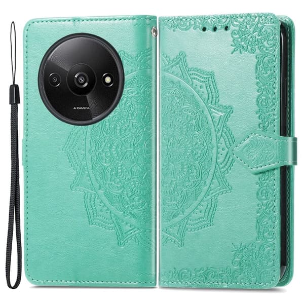 Mandala läder Xiaomi Redmi A3 / Xiaomi Poco C61 fodral - Grön Grön