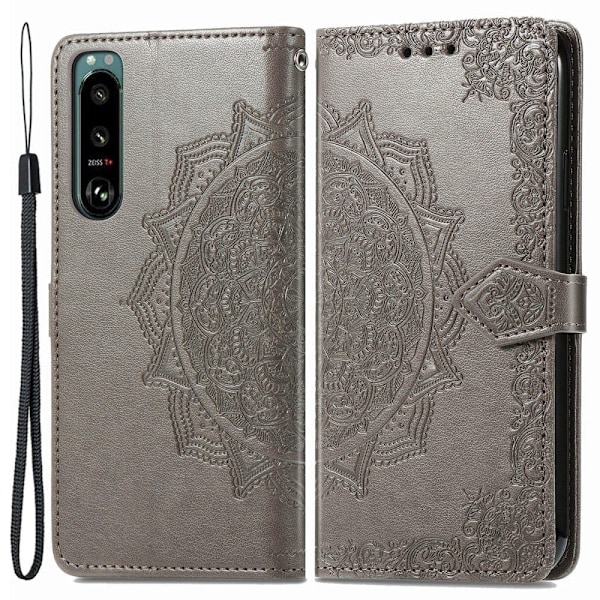 Mandala Sony Xperia 5 IV Flippetui - Grå Silver grey