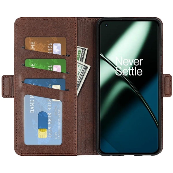 Plånboksfodral i Läder till OnePlus 11 - Brun Brun