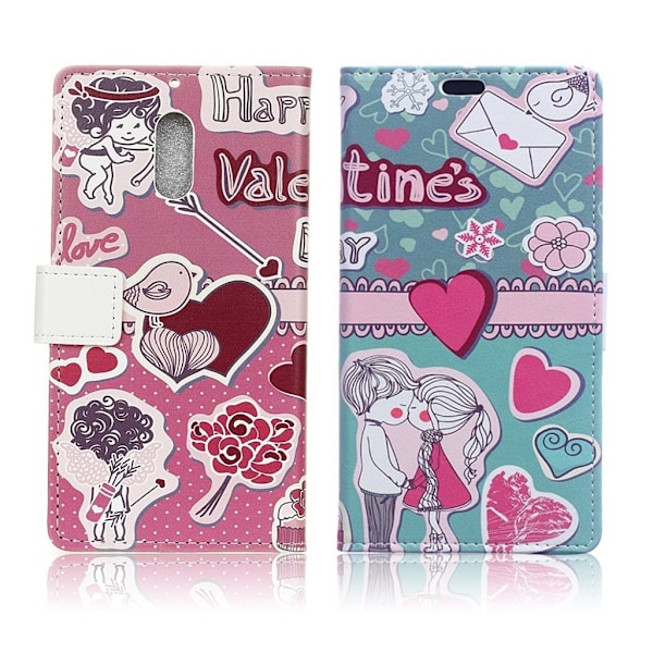 Nokia 6 Mønster PU Lær Flip Etui - Love Elements Multicolor