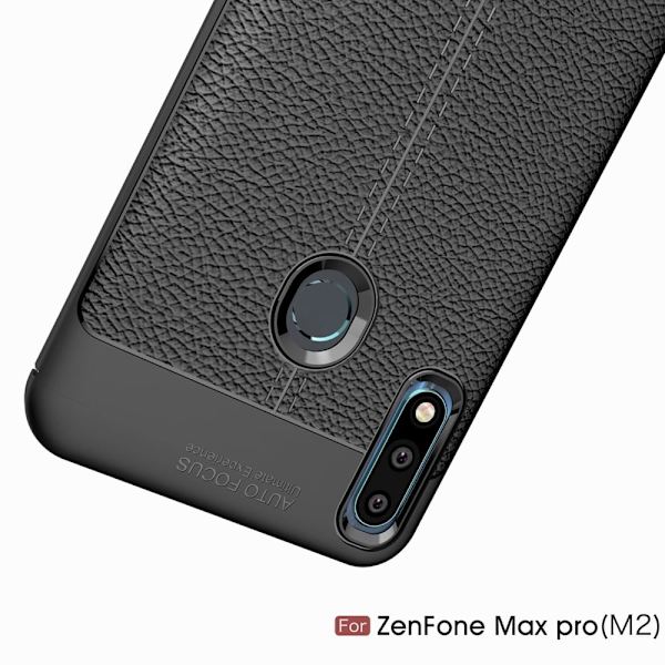 Asus ZenFone Max Pro (M2) litchi tekstur blødt etui - Sort Black