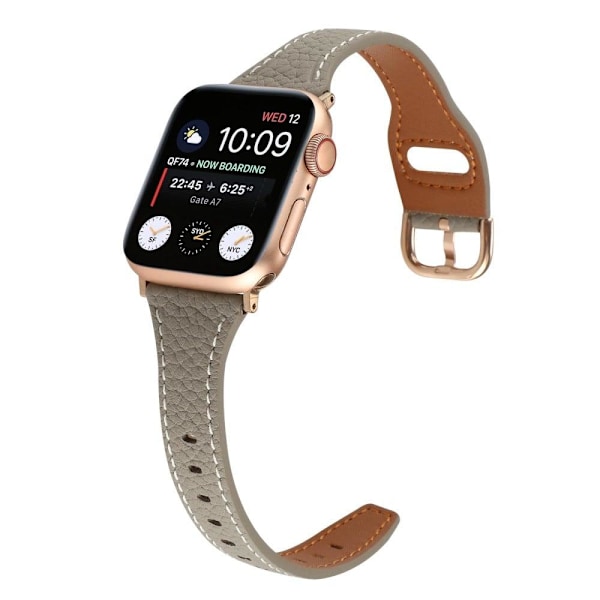 Apple Watch Series 8 (41mm) urrem i ægte læder - Grå Silver grey