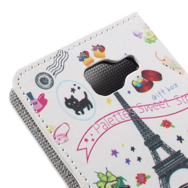 Moberg Læder-etui med kortholder og stander til Samsung Galaxy A5 SM-A510F (2016) -Liv omkring Eiffeltårnet Multicolor