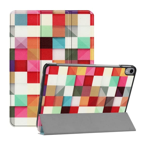 iPad Pro 11" (2018) mønstered læder flip etui - Farverigt Trekants Net Multicolor