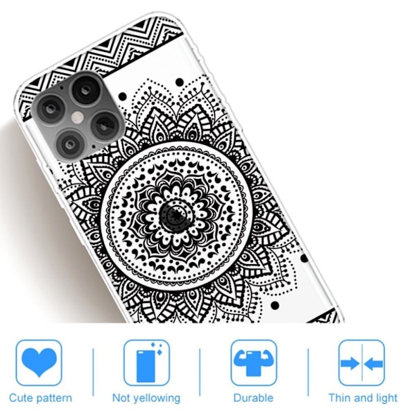 Deco iPhone 12 Pro / iPhone 12 skal - Blommönster Svart