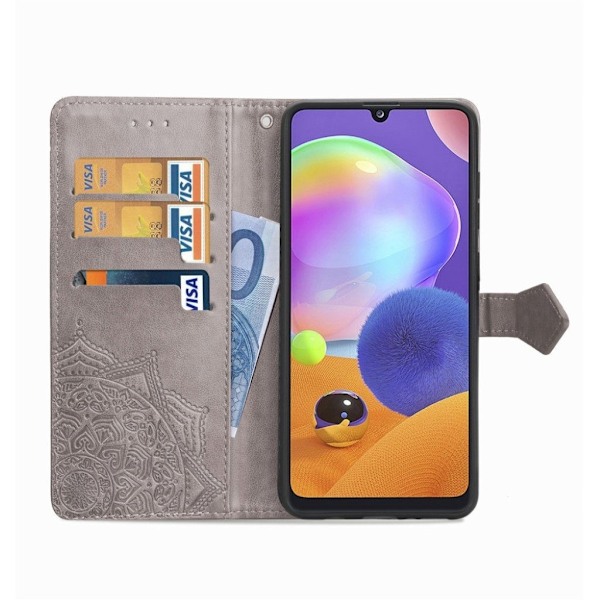 Mandala Samsung Galaxy A31 kotelot - Harmaa Silver grey
