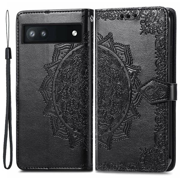 Mandala Google Pixel 6a Flippetui - Svart Black