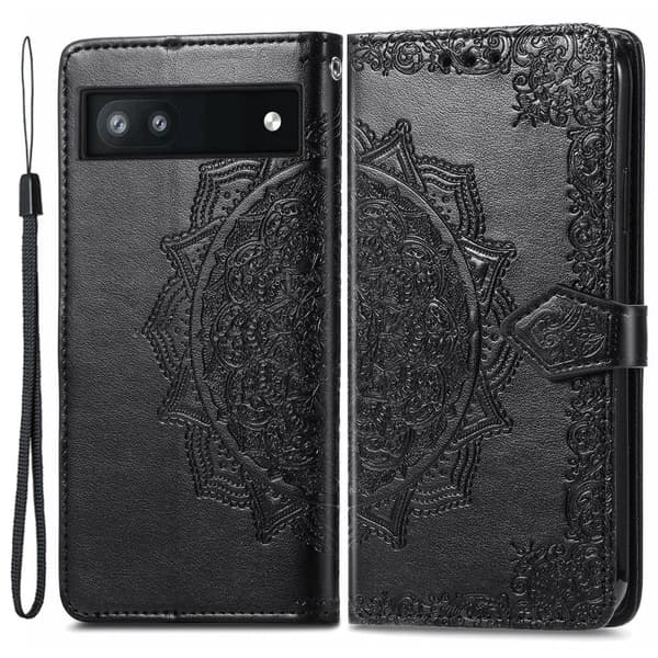 Mandala Google Pixel 6a Läppäkotelo - Musta Black