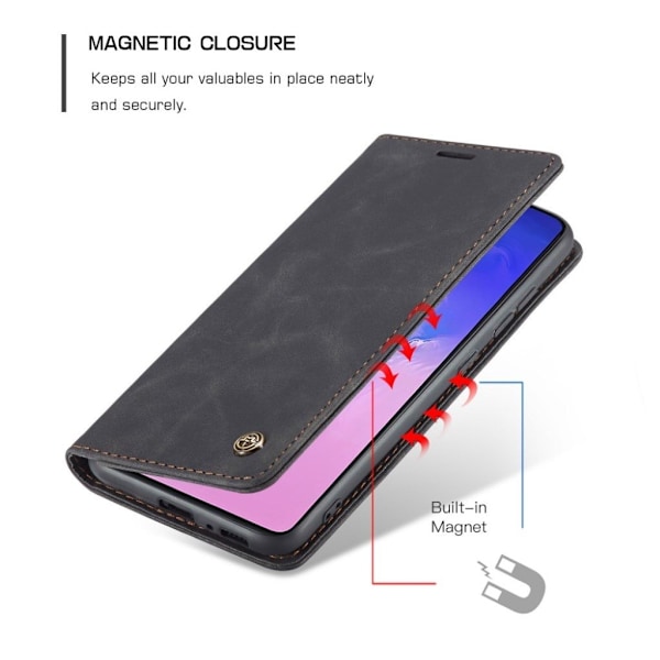 CaseMe Samsung Galaxy S10 Lite Vintage kotelot - Musta Black