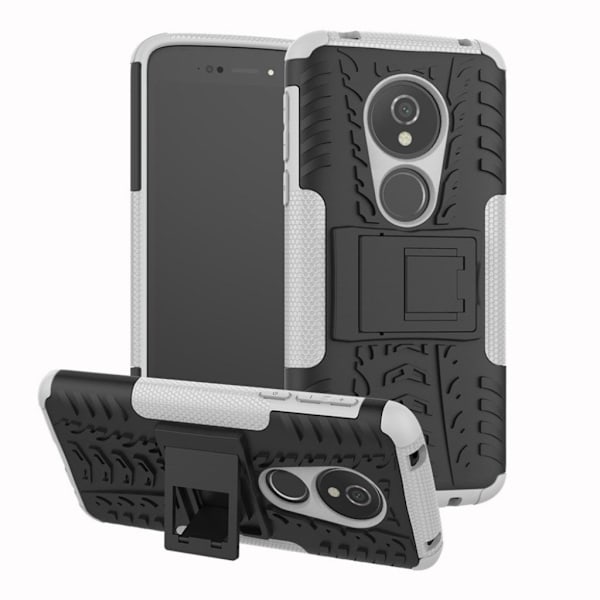 Motorola Moto E5 / G6 Play Anti-Slip PC Silikooni Takasuojakuori jalkatuella - Valkoinen White