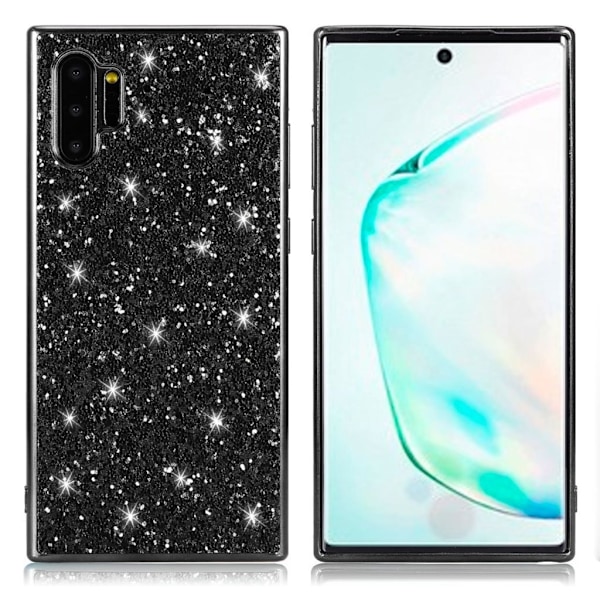 Glitter Samsung Galaxy Note 10 Plus skal - Svart Svart