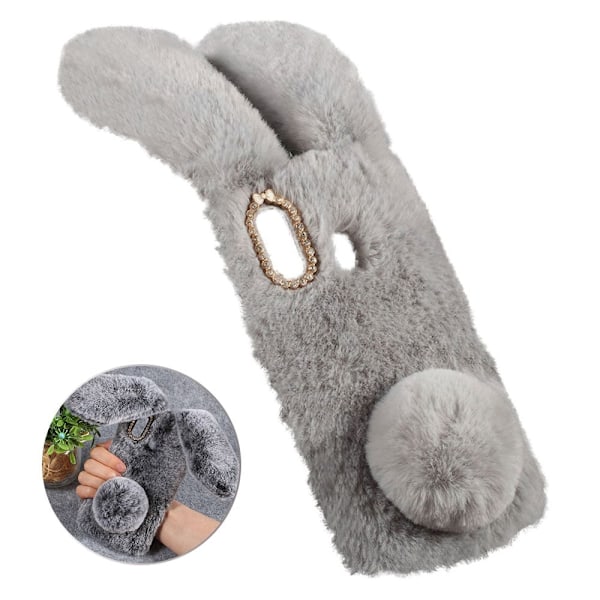 Fluffy Rabbit Samsung Galaxy A30 skal - Silver/Grå Silvergrå