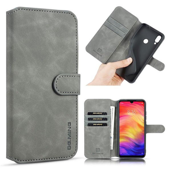 DG.MING Samsung Galaxy M20 Retro Veske - Grå Silver grey