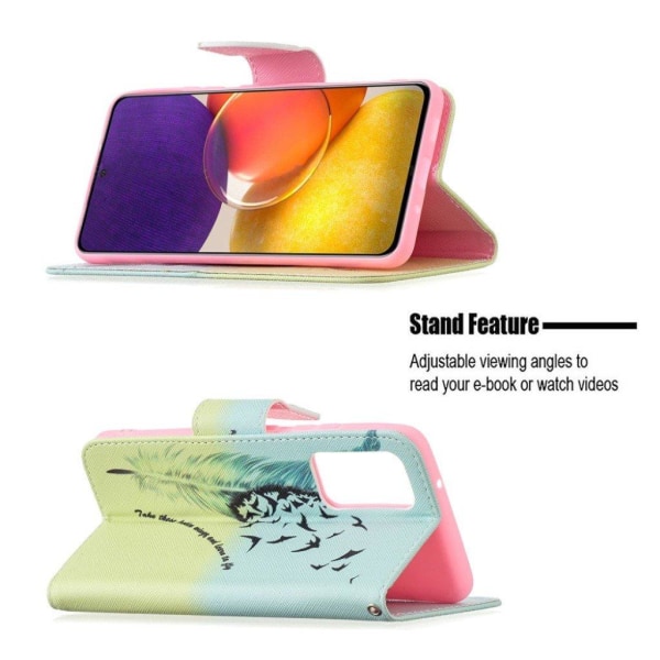 Wonderland Samsung Galaxy A82 5G Flip etui - Fjer mønster Multicolor