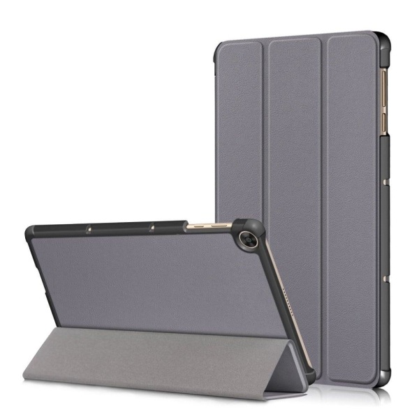 Kolminkertainen nahkainen jalusta kotelo Huawei MatePad T10 - Harmaa Silver grey