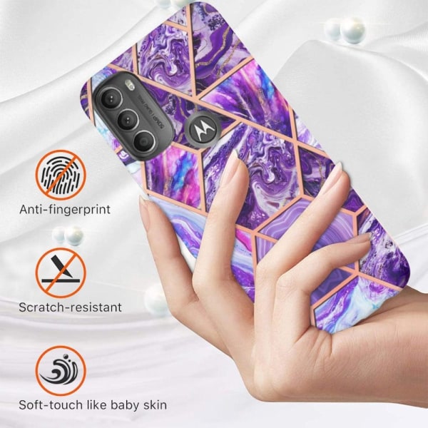 Marmormotiv Motorola Moto G71 5G skal - Mörklila Lila