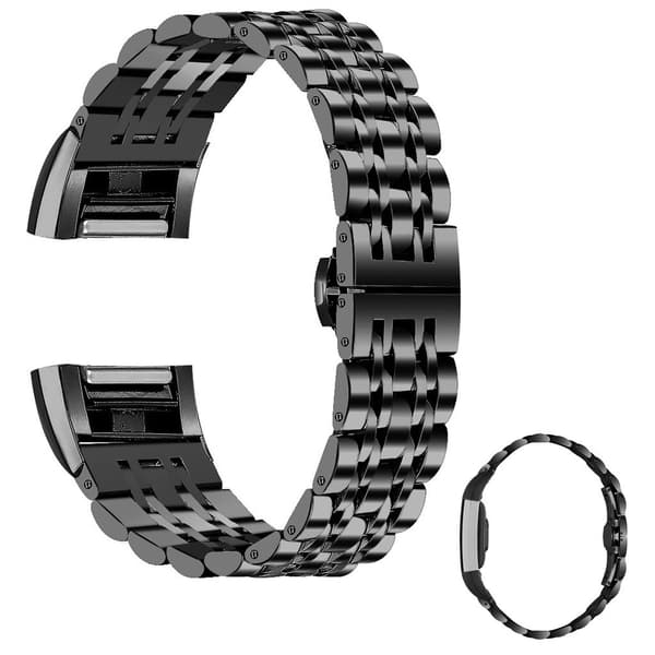 Fitbit Charge 2 urrem i rustfrit stål - Sort Black
