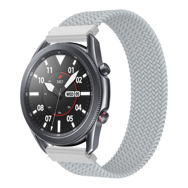 Samsung Galaxy Watch 3 (45 mm) elastisk klokkerem i nylon - Perlehvit Størrelse: Xs White