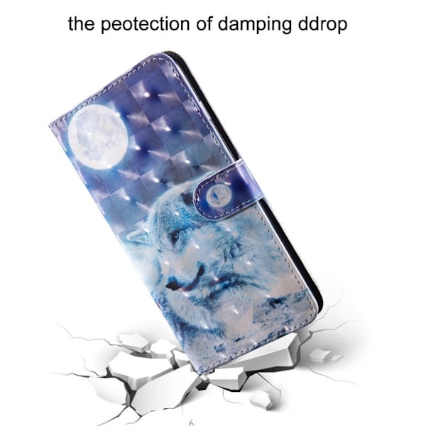 Samsung Galaxy A40 Innredning Mønstret Læretui - Hvit Wolf White