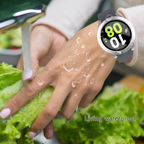 Samsung Galaxy Watch 5 (44mm) / 4 (44mm) cover with tempered glass - Bright Silver Silvergrå