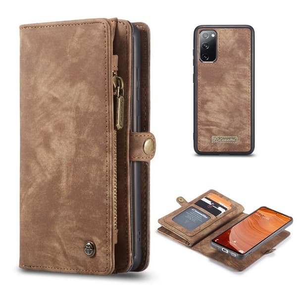 CaseMe Samsung Galaxy S20 FE 5G lynlås pung - brun Brown