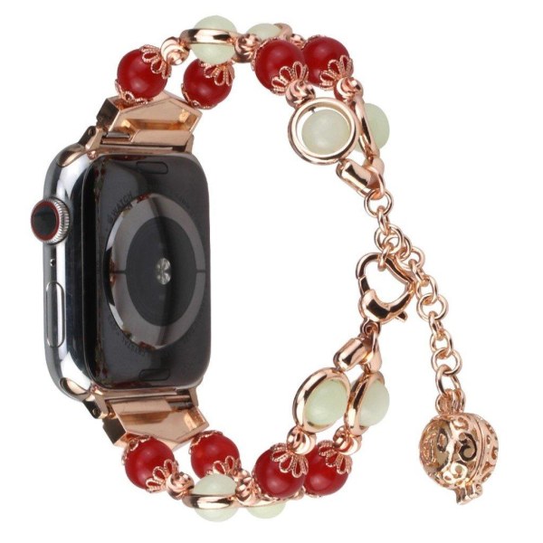 Luminous bead rustfrit stål rem til Apple Watch Series 6 / 5 40mm - rød / guld Red