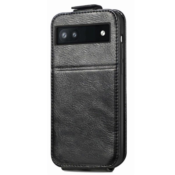 Vertical Flip Phone Etui med Zipper til Google Pixel 7 - Sort Black