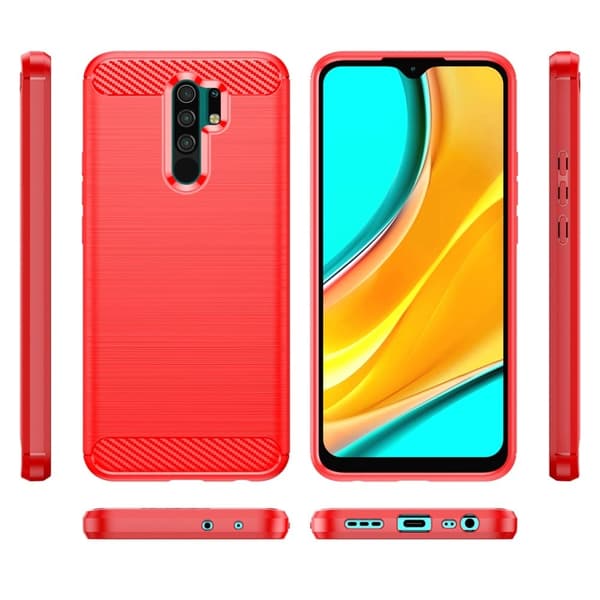 Carbon Flex Suojakotelo Xiaomi Poco M2 Reloaded / M2 / Redmi 9 - Punainen Red