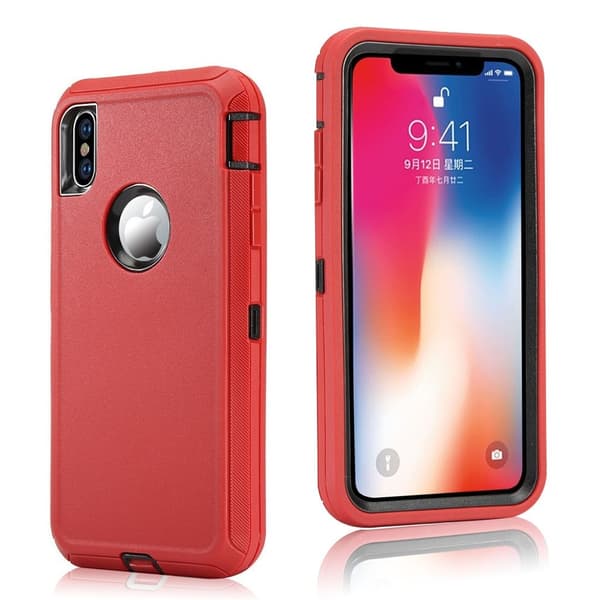 iPhone Xs Max stötsäkert hybridfodral - Röd / Svart multifärg
