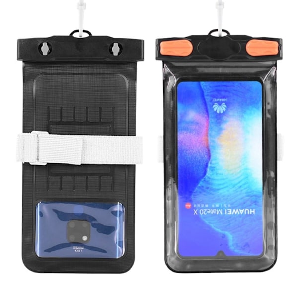 Universellt vattentätt fodral med nyckelband för 7,2-tums smartphones - Svart Svart