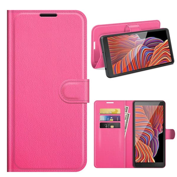 Klassisk Samsung Galaxy Xcover 5 flip etui - Rose Pink