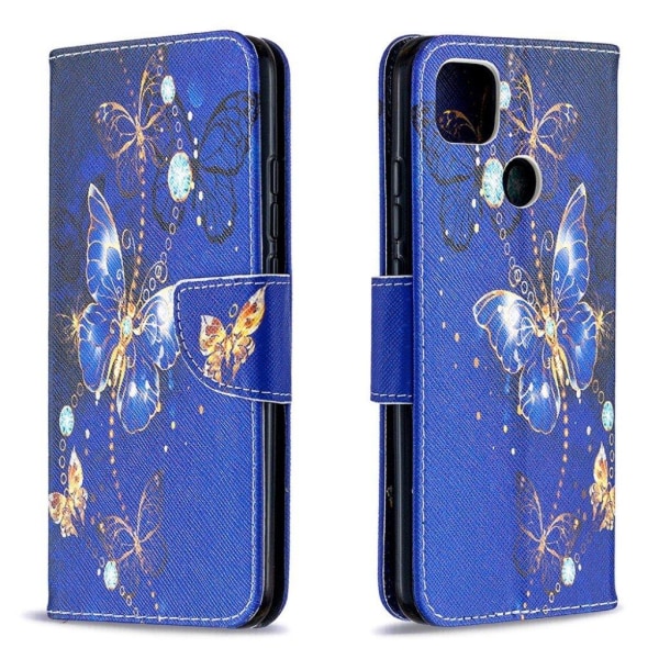 Wonderland Xiaomi Redmi 9C Flip etui - Dark blå sommerfugl Blue