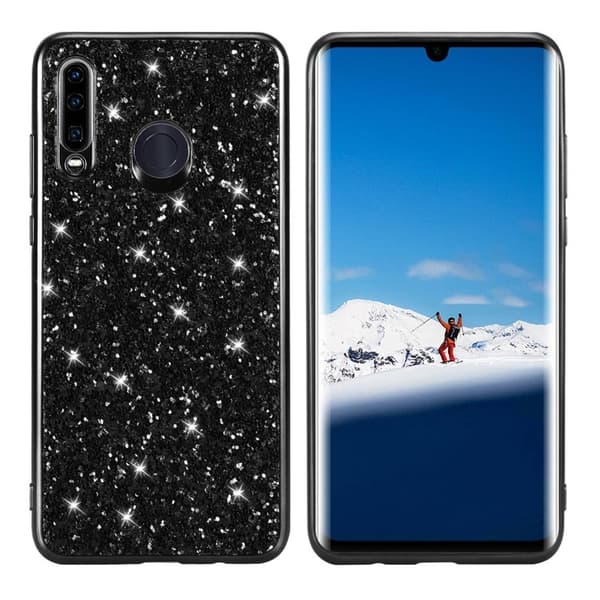 Glitter Huawei P30 Lite skal - Svart Svart