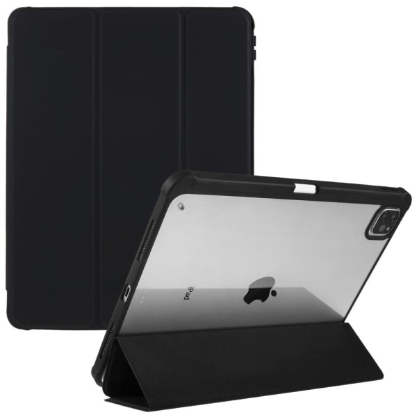 iPad Pro 12.9 (2022) / (2021) / (2020) tri-fold leather and acry Black